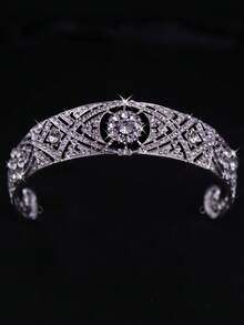 奢华水晶皇冠，复洛克新娘皇冠，水晶派对/节日表演头饰，与英国皇室婚礼情人节配饰风格相同 - 彩色 - 查看 12