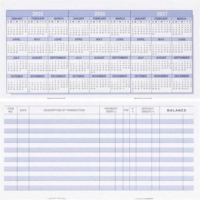 20 Pack Checkbook Register, Check Registers For Personal, Blank Ledger Transaction Registers For Personal Or Business Bank, Check Register Book For Checking And Saving Account, Deposit And Credit Card