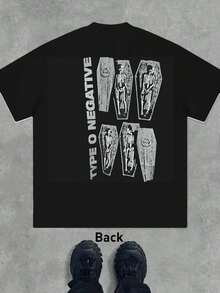 Maglietta con band Type O Negative , T-shirt da uomo con stampa fronte-retro, alla moda, casual, girocollo, in cotone 220 g/m2 (1 pezzo)