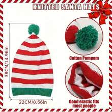2pcs Festive Christmas Knit Beanie Hats For Adults, Santa Claus Crochet Caps, Holiday Party Supplies, Hand Wash Only, Polyester Material, No Feathers, Electricity-Free Use, Christmas Clothes, Christmas, Santa Claus - Multicolor - View 3