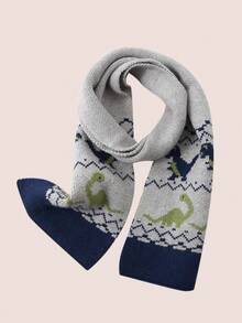 2pcs Dinosaur Kids Hat And Scarf Set, Cute Winter Knit Beanie And Neck Warmer For Baby Boys And Girls - Multicolor - View 6