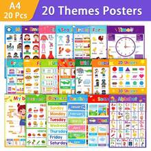 20 Educational Posters For Young Children - Laminated Learning Charts For Kids, ABC Alphabet Posters, Preschool Homeschool Materials, Pre-K Classroom Wall Decorations For Kindergarten School Supplies - 彩色 - 查看 9