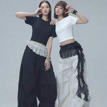 1 件闪亮爵士舞新款弗拉门戈荷叶边裙，街舞品牌飘逸流苏分层腰带，肚皮舞配饰美式臀部围巾，性感迷你裙适合舞台表演，适合夜总会、迪斯科、节日、派对、晚礼服配饰 - 彩色 - 查看 5