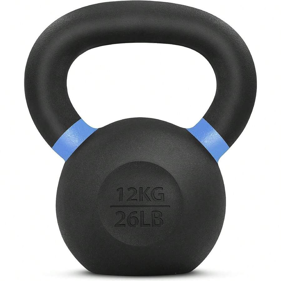 Powder Coated Cast Iron Kettlebell Strength Training Kettlebells Weight Set For Full Body Workout, Home Gym - E - Blue - 12 KG / 26 LB - View 1