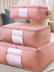 1/3pcs Plain Quilt Storage Bag,Comforter Storage Bag - Folding Organizer Bag For King/Queen Comforters, Pillows, Blankets, Bedding/Quilt, Blanket, Duvet, Mothproof Space Saver; Large Collapsible Organizers, Decorations Autumn Decor Festival Decor Room Decor Home Decor Bedroom Decor, Pink Closet Organization And Storage Clothes Organizer
