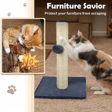 EFAN 40 Cm Tall Pet Cat Scratching Board, Entertainment Toy For Cat, With Hemp Rope And Soft, Smooth Plush Covering, Vertical Scratching [Fully Extended], Modern And Stable Design, Specially Designed For Cats. - Dark Grey - View 7