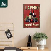 Putuo Decor 1 pieza Letrero de metal vintage francés Putuo Decor, La Priere De L'aperot, decoración de pared para el hogar, granja, bar, pub, club, cueva de hombre, 7.8 X 11.8 pulgadas