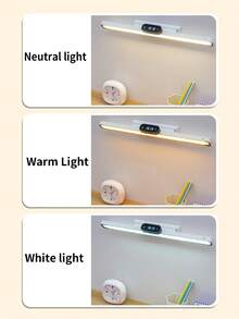 1 pezzo Lampada da scrivania creativa LED cool con display dell'ora, lampada da tavolo ricaricabile per la cura degli occhi per lettura e scrittura degli studenti, lampada da parete per camera da letto, luce per specchio armadio, lampada da comodino portatile per dormitorio