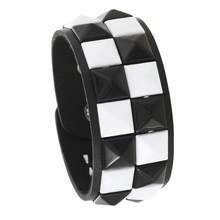 Xiacheng 1/3pcs Punk Leather Bracelet, Unisex, 80s Style Gothic Punk Rock Bangle, Open Cuff Bracelet, Suitable For Party Gift Accessories - Black and White - View 13