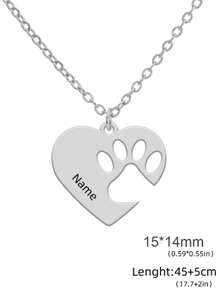 1 chiếc vòng cổ hình móng mèo hoặc móng chó in hình trái tim, khắc tên theo yêu cầu, dành cho gia đình, cha mẹ, người thân, bạn bè, bạn thân, bạn học. Vòng cổ mặt dây chuyền hình trái tim có khắc tên, có thể tùy chỉnh 1 tên/2 tên/3 tên. Thiết kế kiểu dáng trung tính, đơn giản và tinh tế, làm bằng thép không gỉ, quà tặng sinh nhật, kỷ niệm, ngày lễ tình nhân, Giáng sinh, Halloween cho nam và nữ. - Nhiều màu - Xem 7
