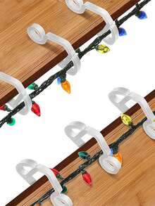 10/100pcs Christmas Decoration Hooks, Outdoor String Light Hooks With Adhesive Strips - Waterproof, UV-Resistant, Damage-Free, Tool-Free Installation, Suitable For Christmas, Patio, Garden, Balcony Decor, Cable Fixing - Multicolor - View 5