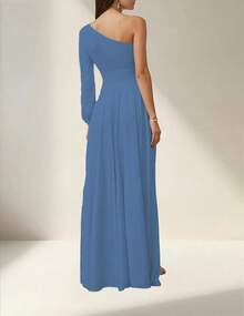 Vestido Formal  Liso    Fiesta  Elegante  Casual  Sexy    Abertura alta    Ideal Para  Formal y de Noche Oficina  Boda Estilo Romántico De San Valentín - Neblina azul - Ver 2