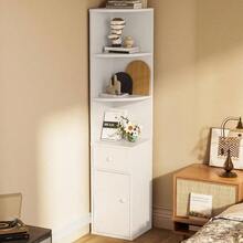 Librero, Esquinero de Madera, Librero Organizador con Cajones y Mueble Multifuncional, Librero Esquinero, Mueble Organizador Fcil de Instalar, Librero Minimalista para Sala, Estudio Blanco - Blanco - Ver 7