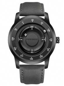 Foxbox Men's Quartz Watch Retro Cool Dial Display Design Blind Touch Waterproof Rotating Magnetic Bead Watch