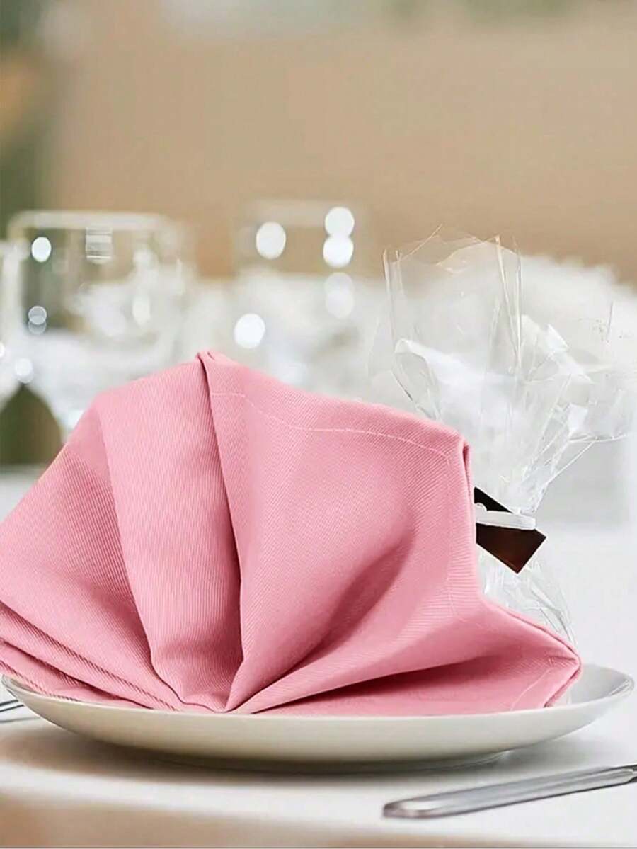 Minimalist Pink Polyester Napkins, Suitable For Restaurant, Kitchen, Wedding, Party, Banquet, Table Decor, Daily Home Decor - Hồng - Xem 1