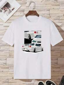 MURAMASA Men's Car Print T-Shirt - 白色 - 查看 2