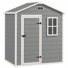 Outsunny 6 X 4ft Outdoor Shed With Foundation Lockable Door Vents Windows Plastic Shed For Tool Storage Grey Aosom UK - Xám1 - Xem 1