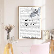 1 tấm tranh có khung/không khung "It's Been My Honor Fourth Wing Quote Poster" in trên vải canvas, hình rồng, tranh treo tường theo phong cách sách, tranh in chữ tối giản dành cho người yêu sách, căn hộ, phòng khách, phòng ngủ, trang trí nhà hiện đại - Nhiều màu - Xem 2