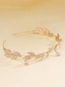 1pc Glamorous Princess Fairy Style Rhinestone Leaf Shaped Hair Accessory For Girls, Suitable For Ball, Performance, Party, Runway, Street Photography, Birthday Gift, Fashionable And Sweet Decoration