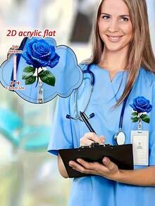 1 Stück Blau Rose Teleskop Abzeichen Clip - DIY Mode Identität Kleines Objekt, Metallclip, einfach zum Aufhängen für Forensik, ist ein praktisches Kleinteil für Büros, Ausstellungen, Schulen, Krankenhäuser, Büromitarbeiter um ihre personalisierten Ausweishalter selbst zusammenzubauen, Ausweishalter sehr geeignet für Ärzte, Krankenschwestern und Lehrer Büropersonal Freiwillige Abzeichen Aufroller