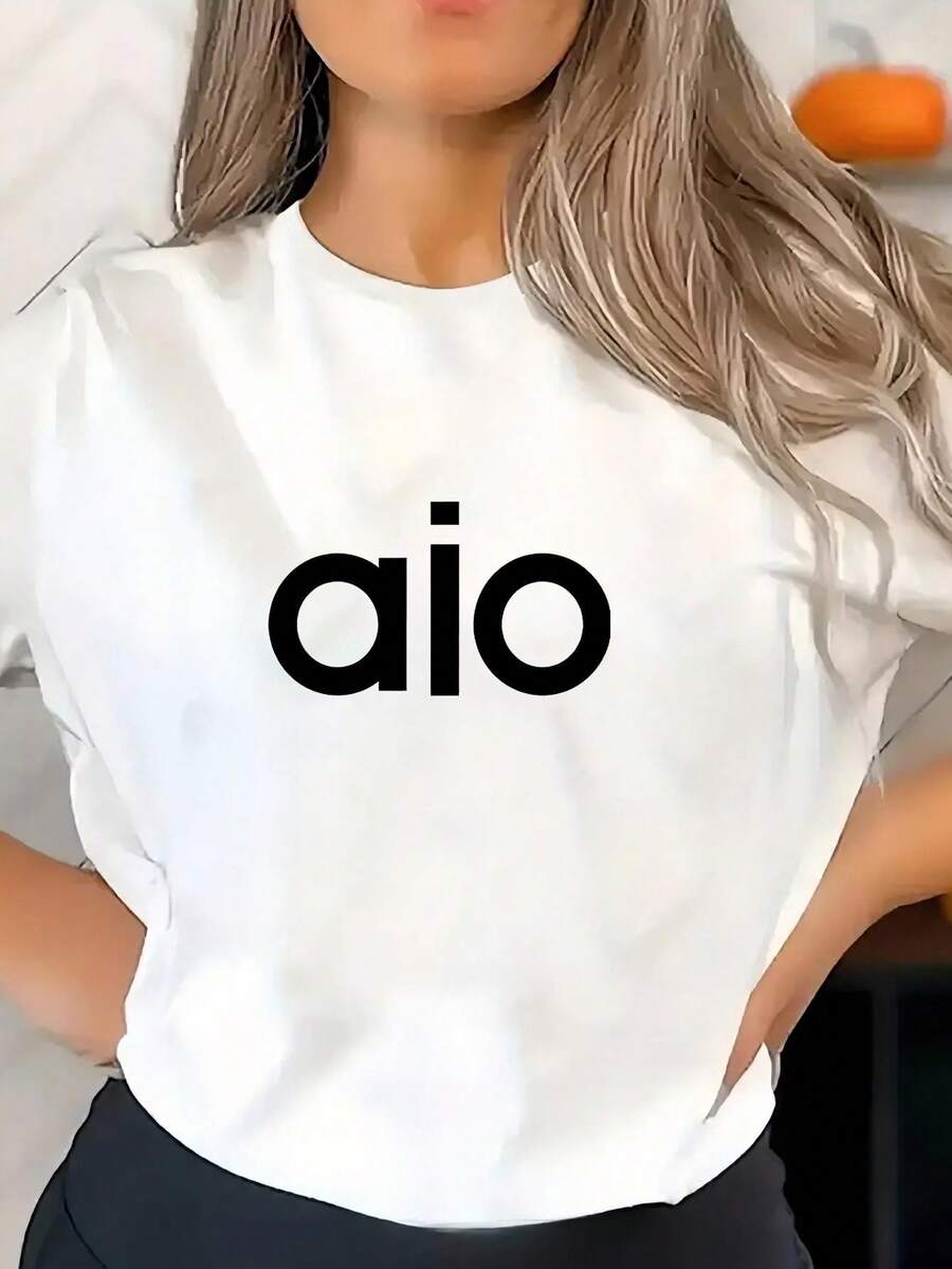 1 camiseta gráfica con estampado digital para mujer Minimalista, moderno, sencillo, elegante Camiseta casual de cuello redondo y manga corta. Camiseta de algodón ligera para las cuatro estaciones, lavable a máquina, no lavar en seco. - Blanco - Ver 1