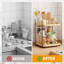 Superlele 2/3 Tier Bathroom Counter Organizer, Bathroom Counter Tray And Vanity Organizer, Wood Corner Countertop Tray For Home Decor, Dresser