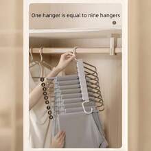 9-Tier Hanger Saves Space. Multi-Functional Hanger Made Of Stainless Steel, Suitable For Storing Pants, Jeans, Leggings, Long Pants, Antique Black Ones. - Black - View 6
