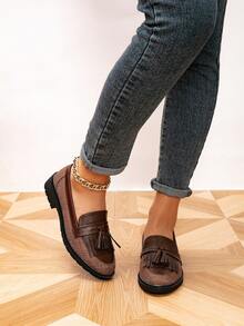 Mocasines planos casuales de mujer con decoración de flecos, otoño/invierno - Multicolor - Ver 4