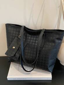 大容量女士通勤包，个性化手提包，2026新款精致小众单肩包，高品质女士包 - 黑色 - 查看 5