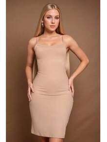 Second Skin Dress, Petticoat, Shaping, Tube Combination, Thin Straps - Beige - View 5