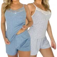 Kit With 3 Comfortable Cotton Pajamas Striped Without Pads Direct From The Factory - 彩色 - 查看 2