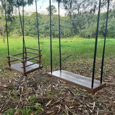 Kit Legal Balanço de Madeira Infantil Suspenso Com Corda Quintal
