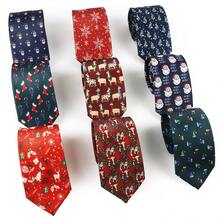 ZONFAZ 1 件男士圣诞元素缎面领带，雪花、圣诞老人、长袜、礼物图案，柔软亲肤 2.75 英寸领带，圣诞礼物和服装的最佳选择 - 彩色 - 查看 3