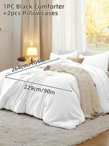 South Life 3pcs Comforter Set, Bedding, Cozy And Warm Bedding, Solid Color, Easy Care And Comfortable, Breathable Bed Set, For Twin, Full, King, Queen Bed Sizes, Suitable For Bedroom, Guest Room, Dormitory, School Bedding Dorm Essentials, All Seasons, Meticulous Festival Gifts, Machine Washable, 1 Comforter And 2 Pcs Pillowcases, Fathers Day Gift, Birthday Decorations, Grad Party Decor, Fathers Day Decor, Graduation Gift, Birthday Gift - Nhiều màu - Xem 13