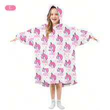 1pc High Permeability Printed Thickened Flannel Single Layer Hooded Sweatshirt, Video Game Controller & Space Pattern Wearable Blanket, Warm And Windproof Fleece Robe For Boys, Autumn/Winter - Multicolor - View 14