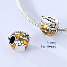 1Pc Silver Plated Silver Color Lovely Honey Bee Honeycomb Dangle Charm Suitable For Bracelet Necklace Keychain Diy Jewelry Making Beads Pendant Gift For Girl Daily Wear Women Jewellery