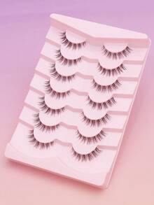 7 Pairs Of Transparent Root Natural False Eyelashes And Glue Set Are The Favorite Eyelash Styles For Girls. Fluffy, Soft, Dramatic 3D Mink Eyelashes, Short And Thick False Eyelashes, Extended Eyelashes, Loose False Eyelashes, Makeup Products For Weddings, Parties - Black - View 4