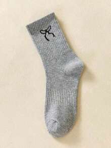 Bow Pattern Socks For Women White Black Running Hiking Dress Female Male School Work Hiking Funny On Dress Sock Winter Sock Four Season Valentine's Day - Multicolor - View 5