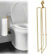 Soporte para papel higiénico sin taladro, estante de hierro para rollo de papel higiénico de baño, se adhiere a la puerta, soporte para toallas de cocina (dorado)