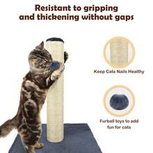 EFAN 40 Cm Tall Pet Cat Scratching Board, Entertainment Toy For Cat, With Hemp Rope And Soft, Smooth Plush Covering, Vertical Scratching [Fully Extended], Modern And Stable Design, Specially Designed For Cats. - Dark Grey - View 5
