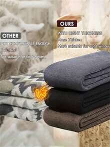 5 Pairs Men's Warm Socks, Thermal Lined Winter Snow Socks, Thickened Fleece Anti-Odor, Soft Warm Wool Blend Thermal Boot Socks For Outdoor Work, Leisure, Gift For Husband, Father, Boyfriend. Thick Winter Outdoor Warm Socks, Soft And Thick Warm Classic Hiking Boots