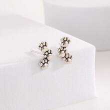 1 对动物爪耳钉，可爱狗和猫爪设计，女士时尚珠宝，圣诞节和四季的完美礼物 - 銀色 - 查看 3