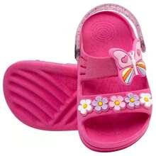 Baby Girl's Flower Butterfly Sandals, Rubberized, Comfortable, Soft, Non-Slip - Hot Pink - View 3