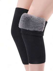 1双户外冬季兔毛保暖护膝，防寒腿套，运动保暖护膝，圣诞节