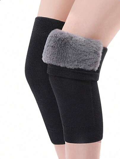 1双户外冬季兔毛保暖护膝，防寒腿套，运动保暖护膝，圣诞节