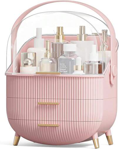 Lislark Makeup Organiser, Skincare Organizer For Vanity,Portable Cosmetic Display Case, Makeup Caddy For Dorm,Bathroom,Dresser Cosmetic Storage Box