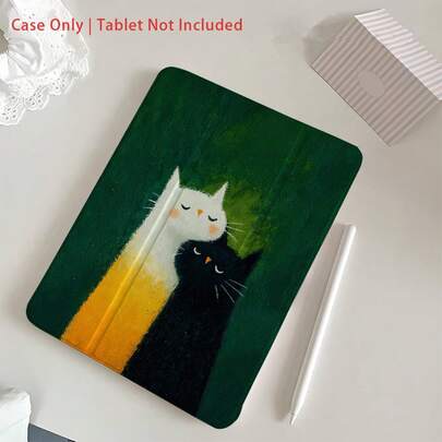 A Snuggling Cats Illustration - Cute & Heartwarming, Simple Protective Soft TPU Flip - Style - Literary And Inspirational Style,Pen Holder Compatible With IPad IPad Pro (M5)/Ipad Air (M3)/ IPad 11"(A16)/10.9/10.2/ Air 5th Gen/Pro11/10th/9.7/Air 2/IPad (7th Gen)/ IPad (8th Gen)/IPad Air 4/5/IPad Pro 11