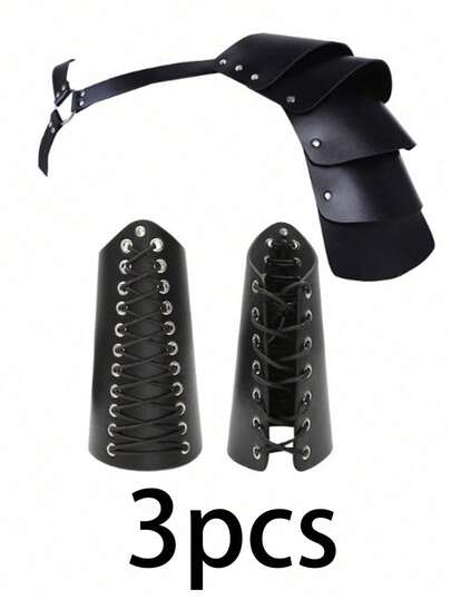 1pc/2pcs/3pcs Medieval Renaissance Costume Accessories Set, Knight Shoulder & Wrist Guards, Viking Style Cosplay Props (Suitable For Halloween, Carnival)