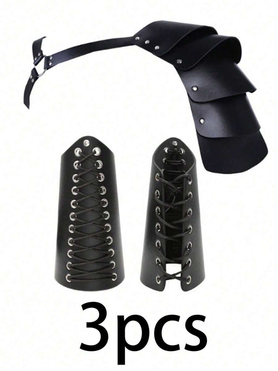 1pc/2pcs/3pcs Medieval Renaissance Costume Accessories Set, Knight Shoulder & Wrist Guards, Viking Style Cosplay Props (Suitable For Halloween, Carnival)