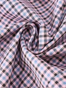 Women's Plaid Woven Fabric Front Button Pocket Casual Vest Jacket, Spring & Autumn - Purple - View 10